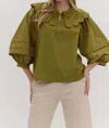 Entro Catarina Collared Blouse In Olive In Green
