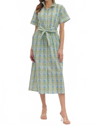 Entro Celeste Midi Dress In Green And Blue Floral