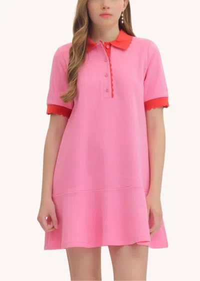 Entro Celia Scalloped Cotton Mini Dress In Pink In Animal Print
