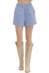 Entro Chambray Denim Embroidered Shorts In Cornflower In Blue