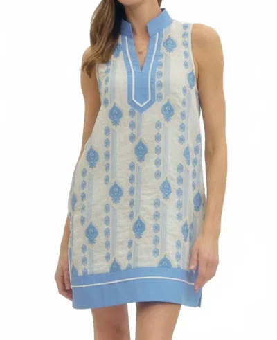 Entro Chambray Spring Mini Dress In Blue