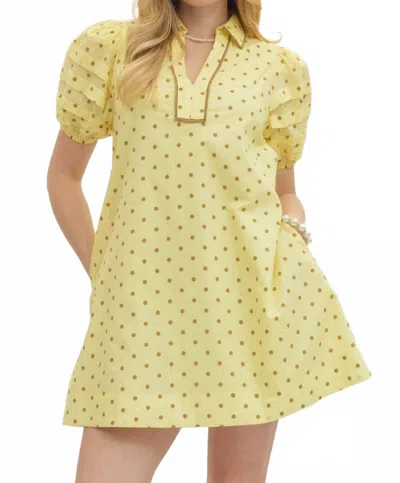 Entro Charleston Dot Dress In Yellow