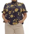 Entro Charming Floral Top - Plus In Black In Black