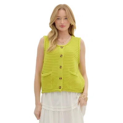 Entro Chartreuse Fashion Vest In Yellow In Green