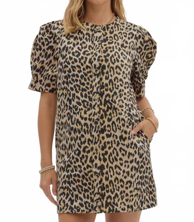 Entro Chasing Dreams Leopard Print Dress In Taupe In Brown