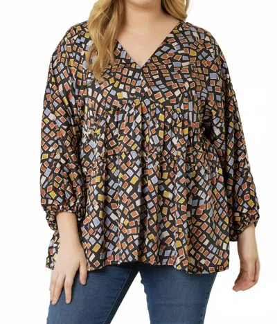 Entro Check Me Out Blouse In Multi In Brown