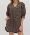 Entro Cheetah Chic Mini Dress In Brown In Brown
