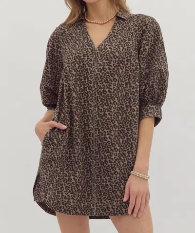 Entro Cheetah Chic Mini Dress In Brown