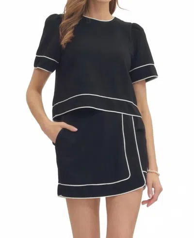 Entro Chic Contrast-trimmed Skort Set In Black