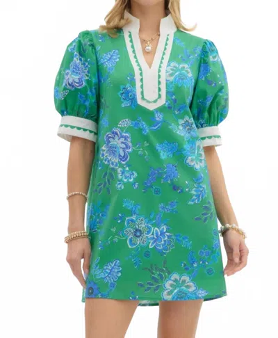 Entro Chic Floral Mini Dress Green In Multi