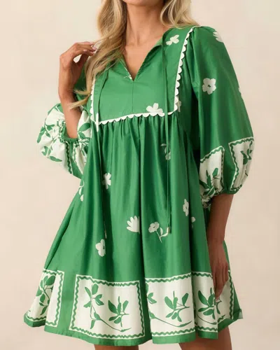 Entro Chloe Embroidered Dress In Green