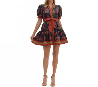 Entro Chloe Mini Dress In Black/red/orange/pink In Multi