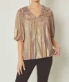 Entro Chrome Bell Sleeve Tunic In Lavender/gold Chrome In Multi