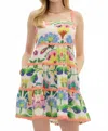 Entro Citrus Breeze Botanical Print Mini Dress In Peach Green In Multi