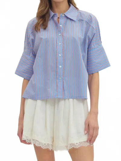 Entro Classic Stripe Top In Blue