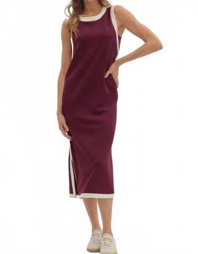 Entro Classy & Bold Midi Dress In Merlot In Red
