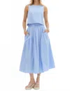 Entro Coastal Summer Striped Skirt In Light Blue In Blue