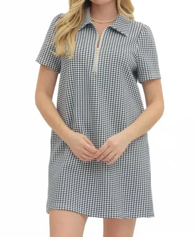 Entro Colette Checkered Dress In Blue In Animal Print
