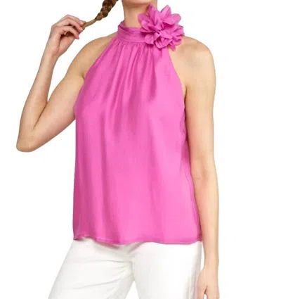 Entro Colette Flower Accent Halter Top In Rose In Multi