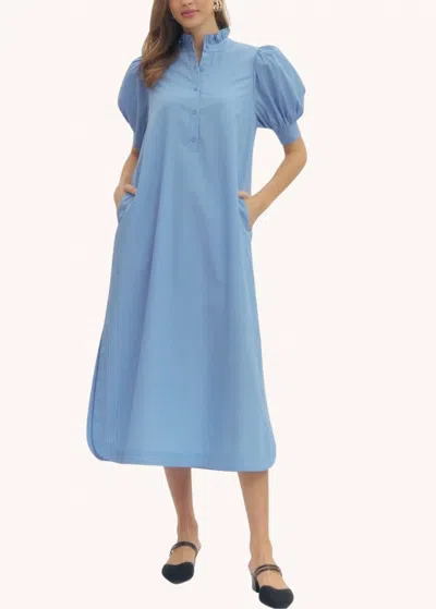 Entro Colette Midi Dress In Light Blue In Multi