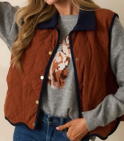Entro Collared Button Up Vest In Chestnut In Brown