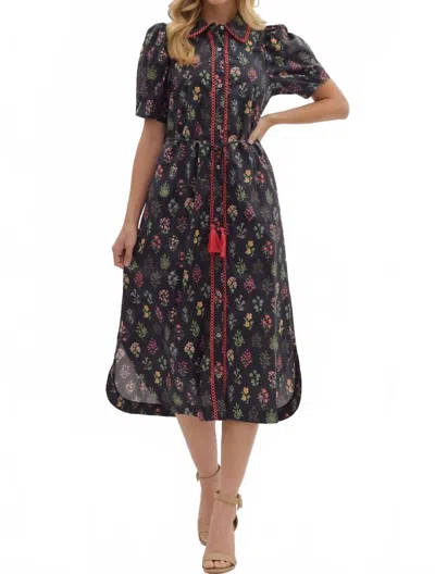 Entro Collared Midi Dress In Black