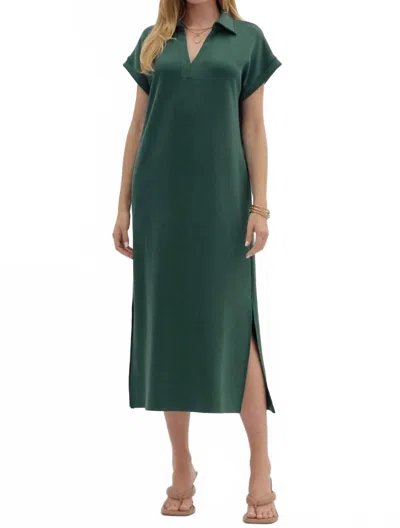 Entro Collared Midi Dress In Forest In Neutral