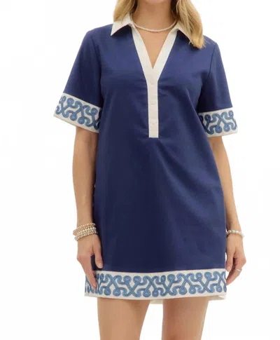 Entro Collared Mini Dress In Navy In Blue