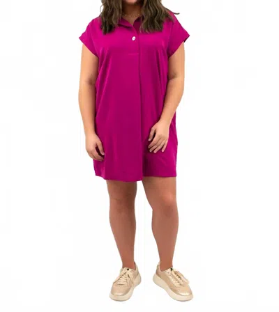 Entro Collared Shirt Style Casual Mini Dress In Magenta In Pink