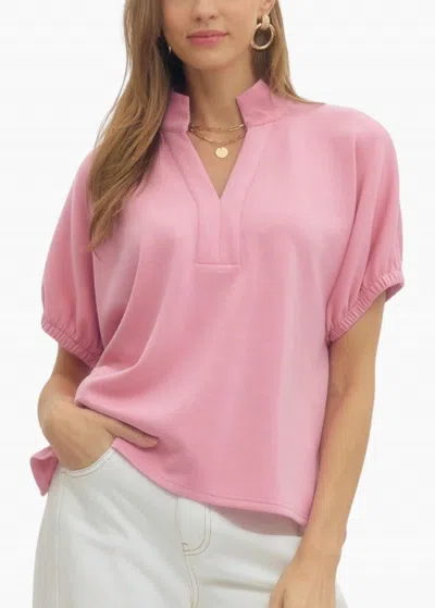 Entro Collins Collared Top In Dusty Pink