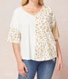 Entro Color Block Leopard Top In Camel In Brown
