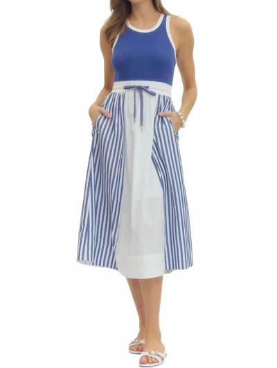 Entro Color Block Midi Dress In Blue
