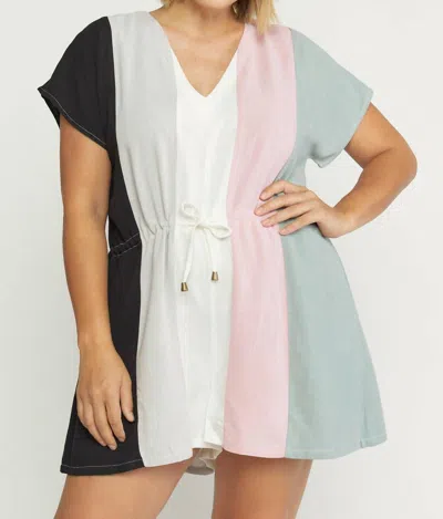 Entro Color Block Romper In Black In Multi