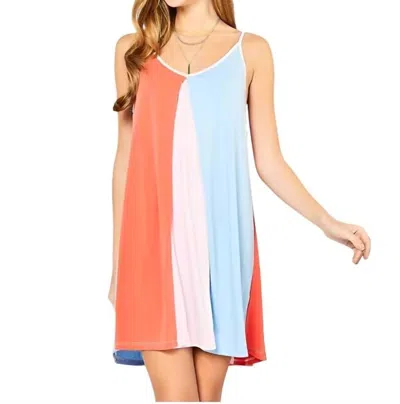 Entro Color Block Sleeveless Mini Dress In Red Orange Combo In Multi