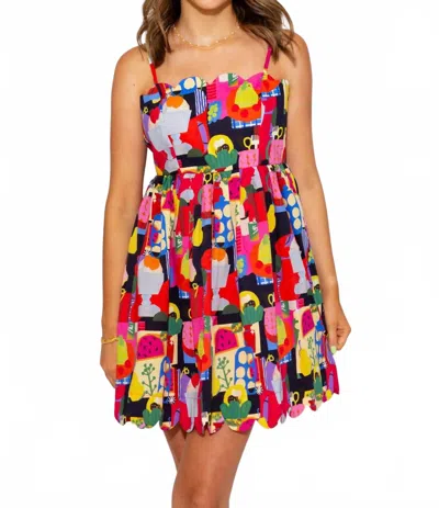 Entro Color Pop Abstract Scallop Mini Dress In Multicolor