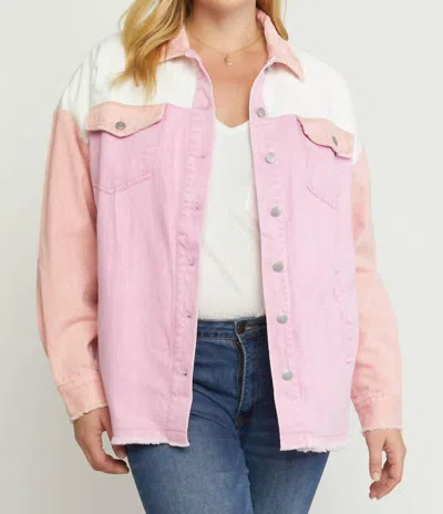 Entro Colorblock Denim Jacket In Multi In Pink