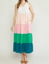 Entro Colorblock Maxi Dress In Multi In Multi