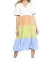 Entro Colorblock Midi Dress In Multi In Multi