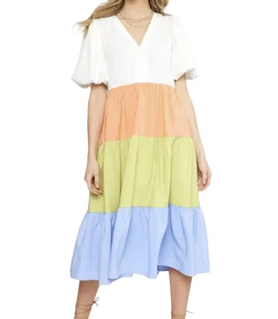 Entro Colorblock Midi Dress In Multi