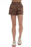 Entro Colored Cuff Shorts In Mocha In Brown