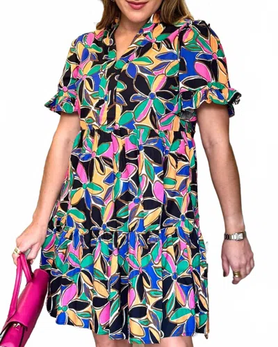 Entro Colorful Flowers Short Dress In Multi