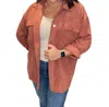 Entro Corduroy Button Down Fall Shacket In Cinnamon In Brown