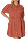 Entro Corduroy Dress In Terracotta In Brown
