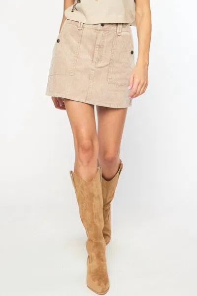 Entro Corduroy High Waist Mini Skirt In Camel In Brown