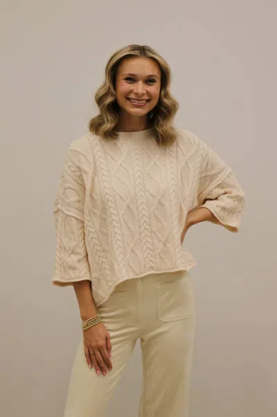 Entro Corrin Cable Knit Pullover Sweater In Cream In Neutral