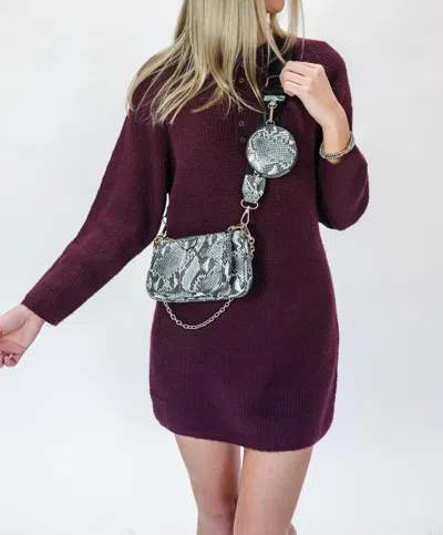 Entro Cozy Lifestyle Waffle Knit Dress In Dark Wine In Red