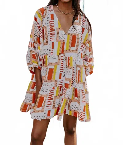 Entro Creating Happiness Shift Dress In White In Multi