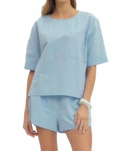 Entro Crewneck Short Sleeve Top In Light Blue