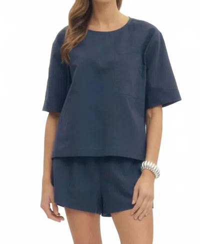 Entro Crewneck Short Sleeve Top In Navy In Blue