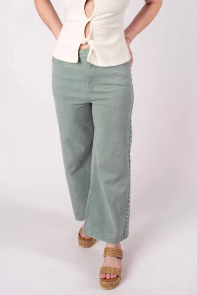 Entro Cristina Pearl Wide Leg Pant In Seafoam